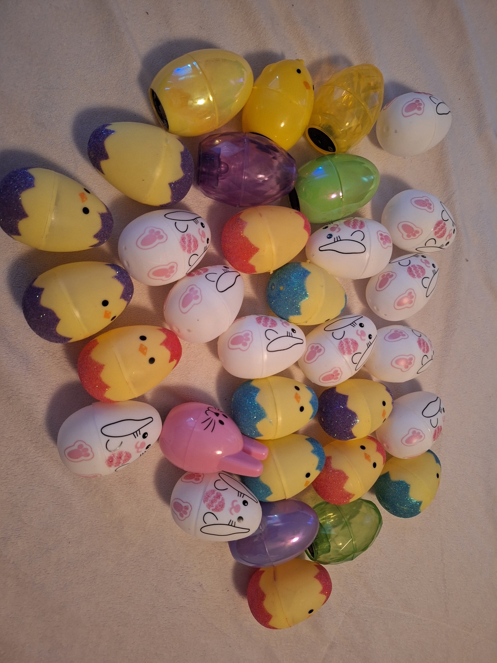 Easter Surprise Plastic Egg Lot - Yellow, White, Purple, Pink, Blue, Green